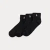 Polo Ralph Lauren Half-cushioned Sport Ankle Sock 3-pack In Black
