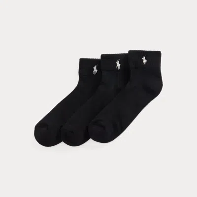 Polo Ralph Lauren Half-cushioned Sport Ankle Sock 3-pack In Black