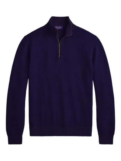 Ralph Lauren Half-zip Cashmere Sweater In Purple