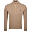 Ralph Lauren Half Zip Knit Jumper Bronze In Brown
