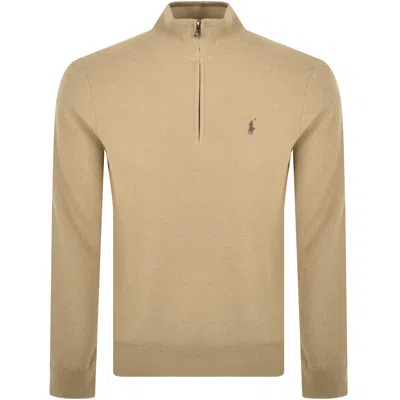 Ralph Lauren Half Zip Knit Jumper Brown