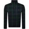 Ralph Lauren Half-zip Plaid-pattern Sweater In Green