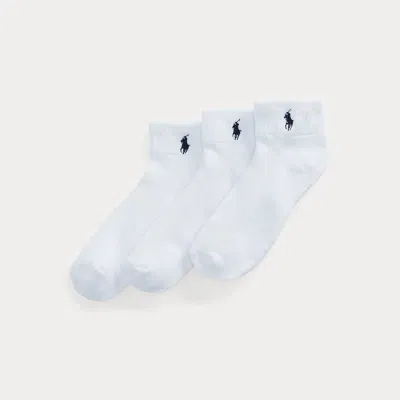 Polo Ralph Lauren Half-cushioned Sport Ankle Sock 3-pack In White In Purple