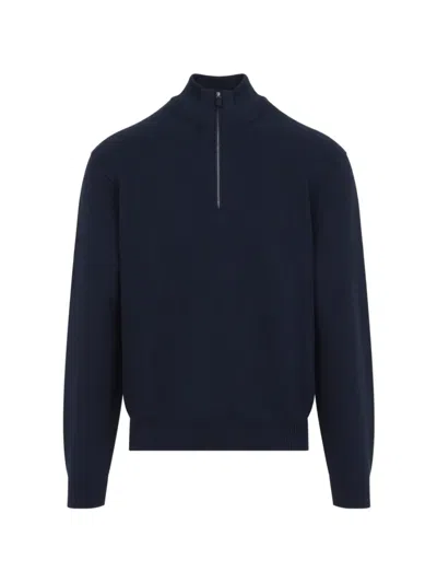 Ralph Lauren High Neck Textured Knit Long Sleeve Sweater In Blue