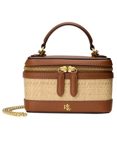 Ralph Lauren Hallee Small Raffia Natural Lauren Tan Cross-body In Brown