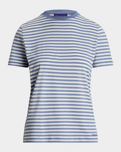 Ralph Lauren Hallie Striped Lux Cotton Jersey T-shirt In Blue