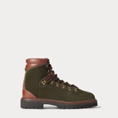 Ralph Lauren Halpin Shearling-trim Calf-suede Boot In Brown