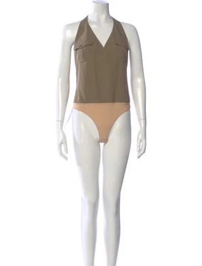 Pre-owned Ralph Lauren Halterneck Sleeveless Bodysuit W/ Tags In Neutral
