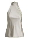 Ralph Lauren Chilton Stretch Silk Charmeuse Top In Gray