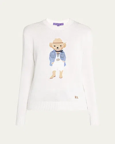 Ralph Lauren Hamptons Spring Polo Bear Silk Sweater In White