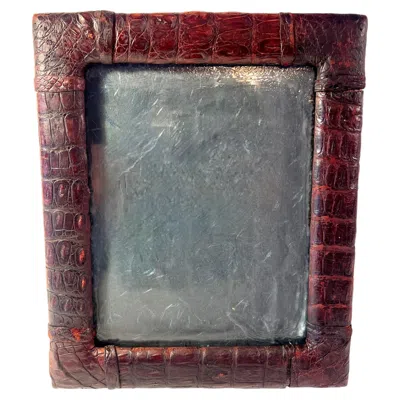 Pre-owned Ralph Lauren Hand Crafted Crocodile 10 X 12.5 Photo Frame In The Style Of  In Brown
