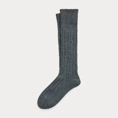 Polo Ralph Lauren Hand-cranked Cable-knit Cashmere Socks In Grey