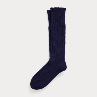 Polo Ralph Lauren Hand-cranked Cable-knit Cashmere Socks In Navy