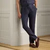 Ralph Lauren Hand-tailored Silk-linen Trouser In Blue