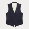 Ralph Lauren Hand-tailored Striped Wool Vest In Black