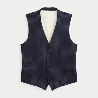 Ralph Lauren Hand-tailored Striped Wool Vest In Black
