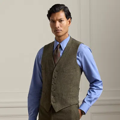 Ralph Lauren Hand-tailored Tick-weave Vest In Green