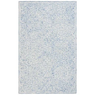 Ralph Lauren Hand Tufted Wool & Cotton Damask Rug In Blue,ivory