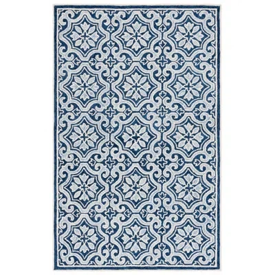 Ralph Lauren Hand Tufted Wool & Cotton Damask Rug In Dark Navy,ivory