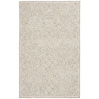 Ralph Lauren Hand Tufted Wool & Cotton Damask Rug In Ivory;green;olive,ivory