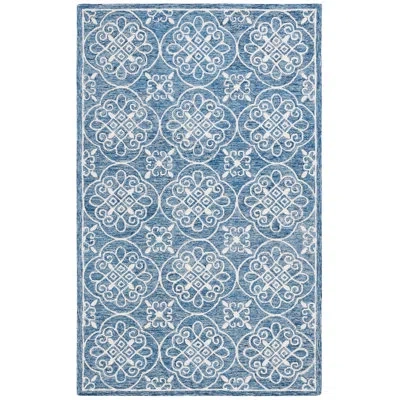 Ralph Lauren Hand Tufted Wool & Cotton Damask Rug In Ivory;navy