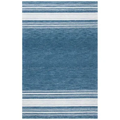Ralph Lauren Hand Tufted Wool Pile Striped Rug In Blue,ivory