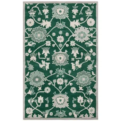 Ralph Lauren Hand Tufted Wool/cotton Floral Rug In Dark Green/ivory In Dark Green,ivory