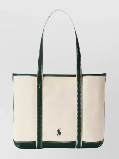Ralph Lauren Handheld Tote Bag Embroidered Bear In Neutral