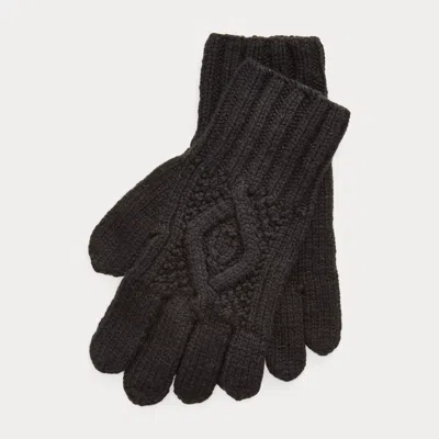 Ralph Lauren Hand-knit Cable Cashmere Gloves In Polo Black In Blue