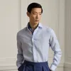 Ralph Lauren Handmade Striped Linen Shirt In Cornflower Blue/white