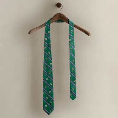 Ralph Lauren Handmade Striped Silk Tie In Green