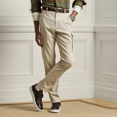 Ralph Lauren Hand-tailored Garment-dyed Cargo Trouser In Fossil In Neutral