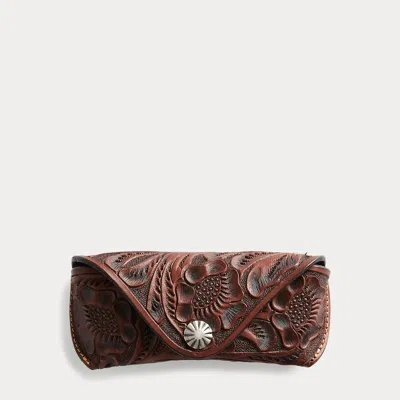 Ralph Lauren Hand-tooled Leather Eyeglass Case In Brown