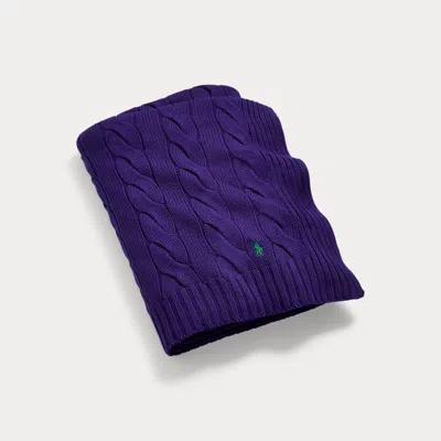 Ralph Lauren Hanley Cable-knit Throw Blanket In Purple