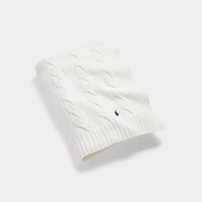 Polo Ralph Lauren Hanley Cable-knit Throw Blanket In Cream
