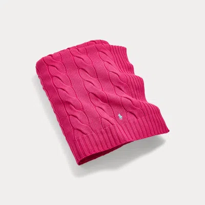 Ralph Lauren Hanley Cable-knit Throw Blanket In Hot Pink