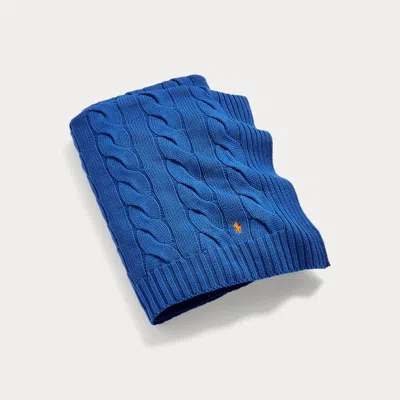 Ralph Lauren Hanley Cable-knit Throw Blanket In Blue