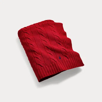 Ralph Lauren Hanley Cable-knit Throw Blanket In Red