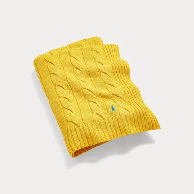 Ralph Lauren Hanley Cable-knit Throw Blanket In Yellow