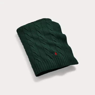 Polo Ralph Lauren Hanley Cable-knit Throw Blanket In College Green