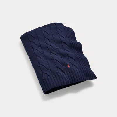Polo Ralph Lauren Hanley Cable-knit Throw Blanket In Newport Navy In Blue