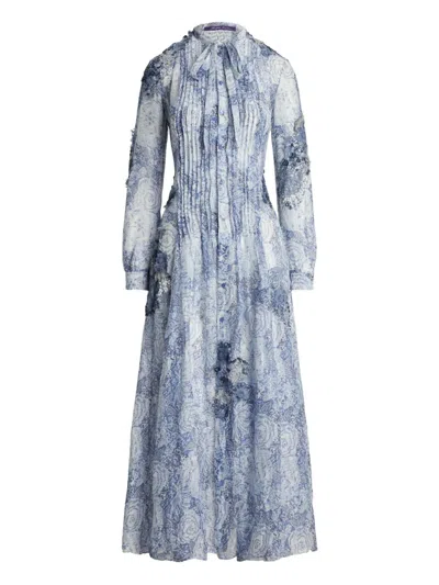 Ralph Lauren Hannes Print Linen-blend Gauze Day Dress In Blue Multi