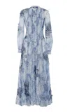 Polo Ralph Lauren Hannes Printed Gauze Maxi Dress In Blue