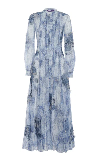 Polo Ralph Lauren Hannes Printed Gauze Maxi Dress In Blue