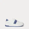 Ralph Lauren Harlie Leather Sneaker In Snow White/bianco/blue