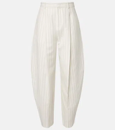 Ralph Lauren Harlo Striped Cotton, Linen And Wool Pants In White