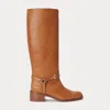Ralph Lauren Harness Burnished Leather Riding Boot In Brown