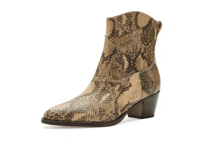 Ralph Lauren Harpher Python-embossed Leather Booties Women's Boots Tan Multi: 7 M In Brown