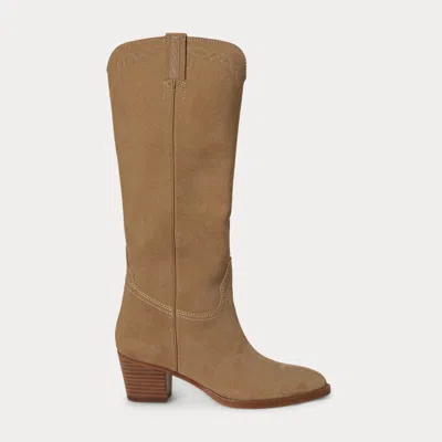 Ralph Lauren Harpher Suede Tall Boot In Camel In Neutral