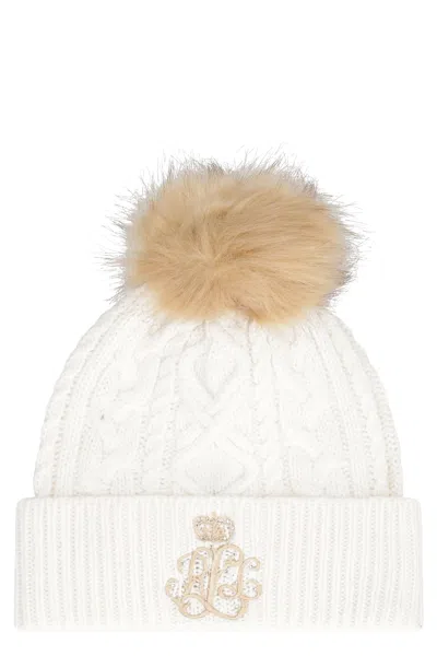 Ralph Lauren Hat Made Of Knitted Fabric With Pom-pom In White